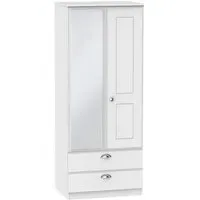 Victoria 2 Door Combi Wardrobe with Mirror - White Ash