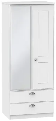 Victoria 2 Door Combi Wardrobe with Mirror - White Ash image