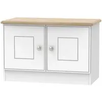 Victoria 2 Door Low Cabinet - White Ash, Riviera Oak