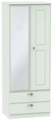 Victoria 2 Door Tall Combi Wardrobe with Mirror - Grey