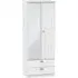 Victoria 2 Door Tall Combi Wardrobe with Mirror - White Ash