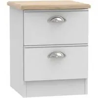 Victoria 2 Drawer Bedside Cabinet - Grey, Oak