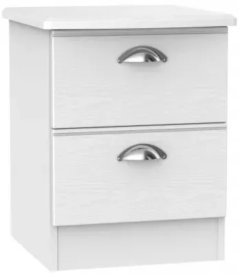 Victoria 2 Drawer Bedside Cabinet - White Ash image