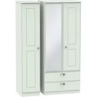 Victoria 3-Door Combi Wardrobe with Mirror - Grey
