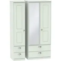 Victoria 3-Door Combi Wardrobe with Mirror - Grey