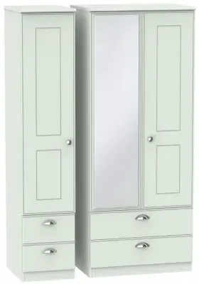 Victoria 3-Door Combi Wardrobe with Mirror - Grey