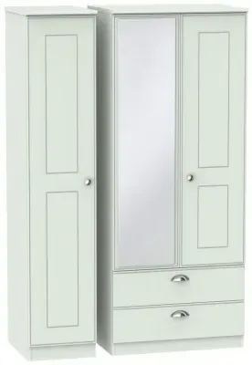 Victoria 3-Door Combi Wardrobe with Mirror - Grey image