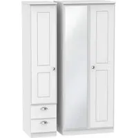 Victoria 3-Door Combi Wardrobe with Mirror - White Ash