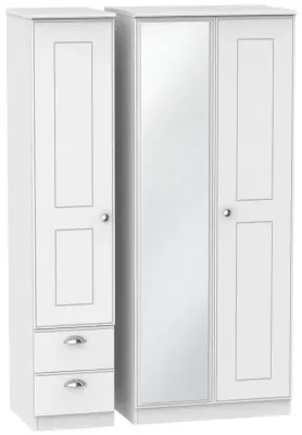 Victoria 3-Door Combi Wardrobe with Mirror - White Ash