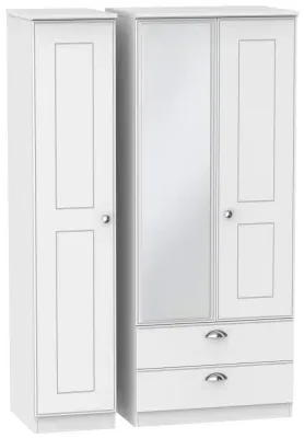 Victoria 3-Door Combi Wardrobe with Mirror - White Ash image