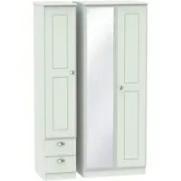 Victoria 3-Door Tall Combi Wardrobe with Mirror - Grey