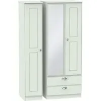 Victoria 3-Door Tall Combi Wardrobe with Mirror - Grey