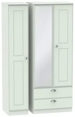 Victoria 3-Door Tall Combi Wardrobe with Mirror - Grey