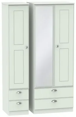 Victoria 3-Door Tall Combi Wardrobe with Mirror - Grey
