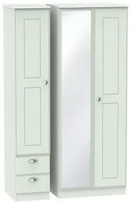 Victoria 3-Door Tall Combi Wardrobe with Mirror - Grey