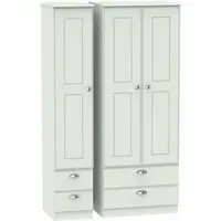 Victoria 3 Door Tall Wardrobe with 4 Drawers - Grey