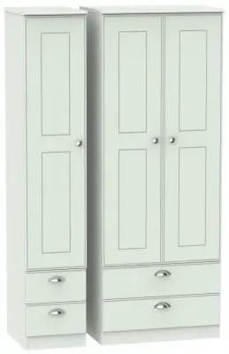 Victoria 3 Door Tall Wardrobe with 4 Drawers - Grey