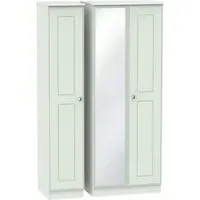 Victoria 3-Door Tall Wardrobe with Mirror - Grey