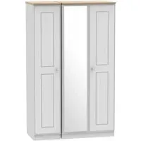 Victoria 3 Door Triple Wardrobe with Mirror - Grey, Oak
