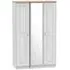 Victoria 3 Door Triple Wardrobe with Mirror - Grey, Oak