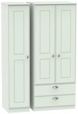 Victoria 3-Door Triple Wardrobe with Storage - Grey