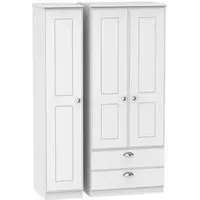 Victoria 3-Door Triple Wardrobe with Storage - White