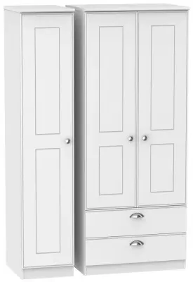 Victoria 3-Door Triple Wardrobe with Storage - White