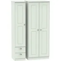 Victoria 3-Door Wardrobe with 2 Drawers - Grey