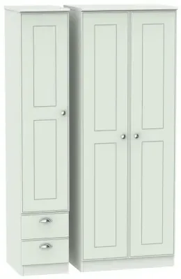 Victoria 3-Door Wardrobe with 2 Drawers - Grey