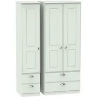 Victoria 3-Door Wardrobe with 4 Drawers - Grey