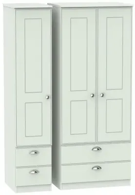 Victoria 3-Door Wardrobe with 4 Drawers - Grey