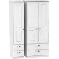 Victoria 3-Door Wardrobe with 4 Drawers - White Ash