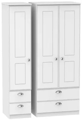 Victoria 3-Door Wardrobe with 4 Drawers - White Ash