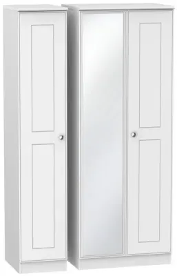 Victoria 3-Door Wardrobe with Mirror - White Ash image
