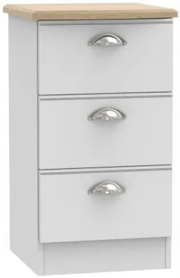 Victoria 3 Drawer Bedside Cabinet - Grey, Oak image