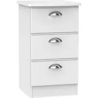 Victoria 3-Drawer Bedside Cabinet - White Ash
