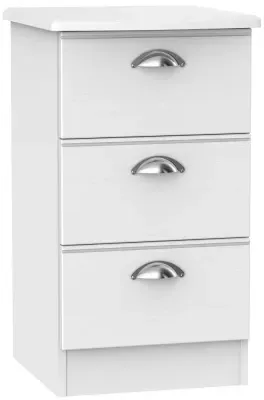 Victoria 3-Drawer Bedside Cabinet - White Ash image