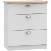 Victoria 3 Drawer Deep Chest - Grey, Oak