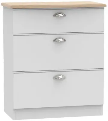 Victoria 3 Drawer Deep Chest - Grey, Oak