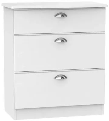 Victoria 3 Drawer Deep Chest - White