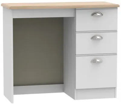 Victoria 3 Drawer Single Dressing Table - Grey, Oak