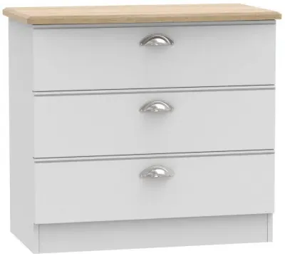 Victoria 3 Drawer Small Chest - Grey, Oak