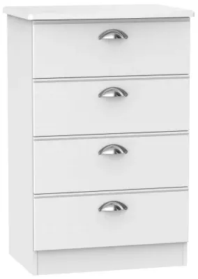Victoria 4 Drawer Midi Chest - White Ash