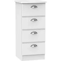 Victoria 4 Drawer Narrow Chest - White Ash