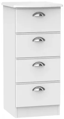 Victoria 4 Drawer Narrow Chest - White Ash