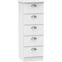 Victoria 5 Drawer Narrow Chest - White Ash