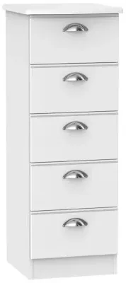 Victoria 5 Drawer Narrow Chest - White Ash image