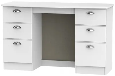 Victoria 6 Drawer Double Dressing Table - White Ash