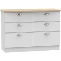 Victoria 6 Drawer Midi Chest - Grey, Riviera Oak