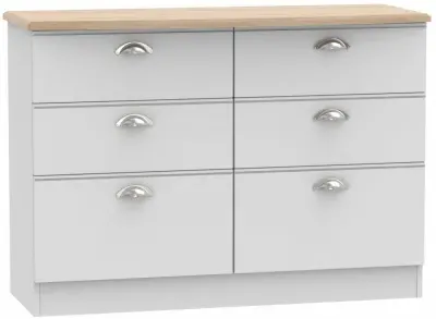 Victoria 6 Drawer Midi Chest - Grey, Riviera Oak image